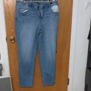 Chicos Blue Polka Dot Jeans